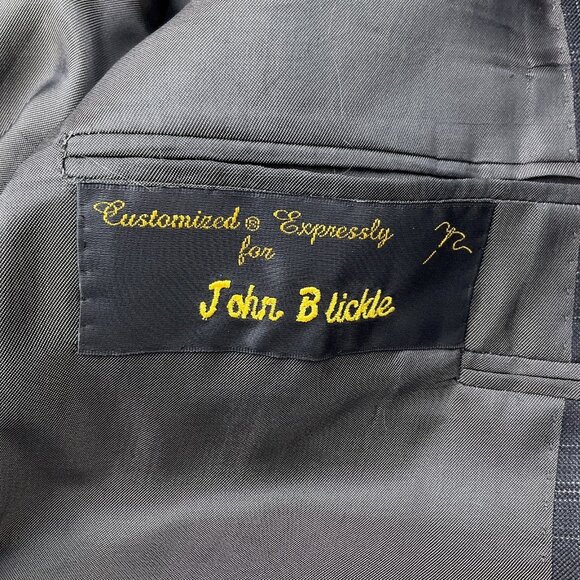 Hickey Freeman Blazer Men 44 Green Blue Windowpane Wool‎ Classic Jacket USA VTG - Picture 14 of 15